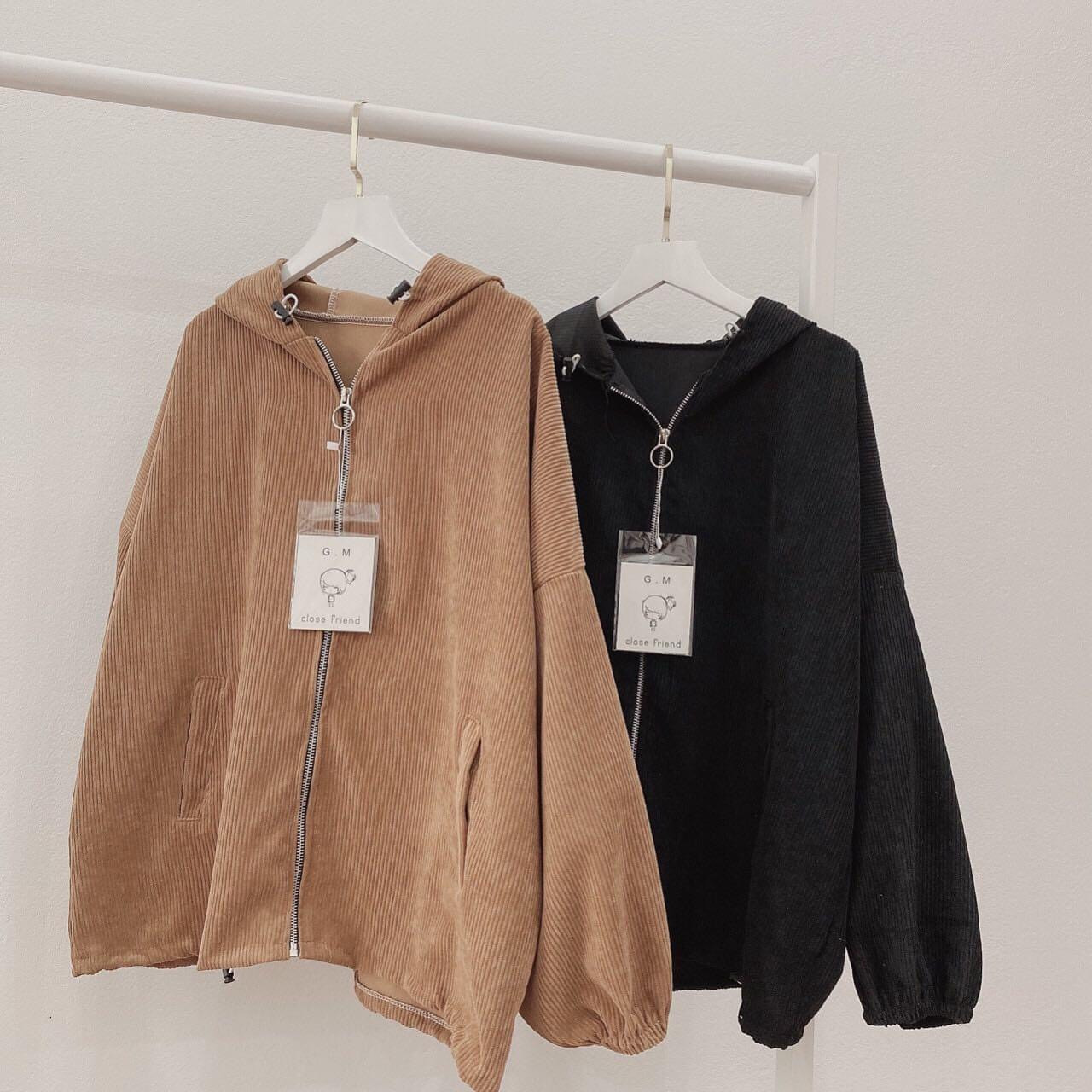 [HCM](Siêu Phẩm) Áo Khoác Nữ Nhung Gân Thời Trang Cao Cấp Kiểu dáng Lửng Form Rộng Mẫu Hot Trend ( tay bó dây rút )