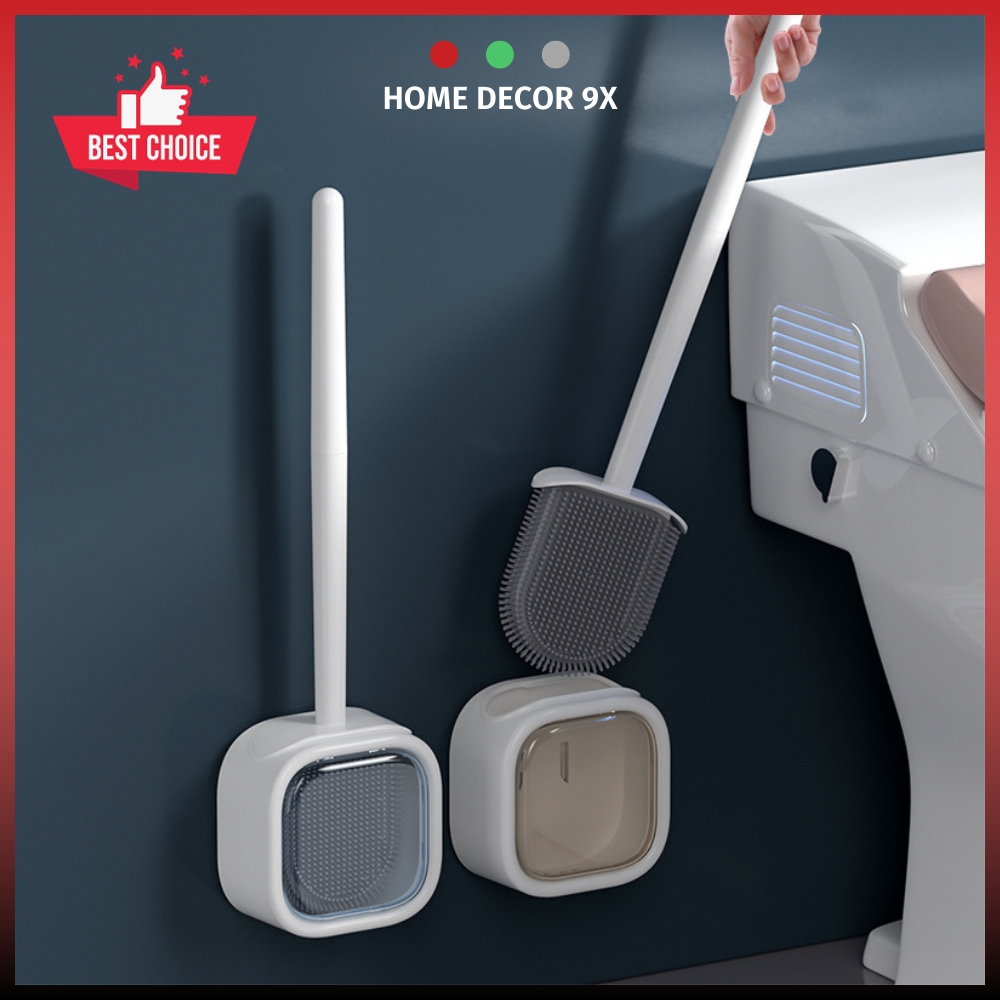 Chổi cọ toilet, cọ bồn cầu silicon mẫu mới hình vuông dán tường