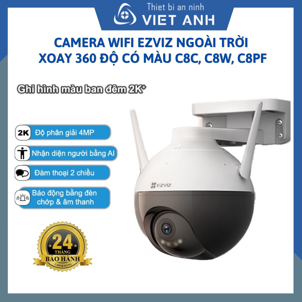 Camera wifi ngoài trời xoay 360 Ezviz chống trộm có màu đêm đàm thoại 2 chiều C8C 2mp C8W 4mp C8pf