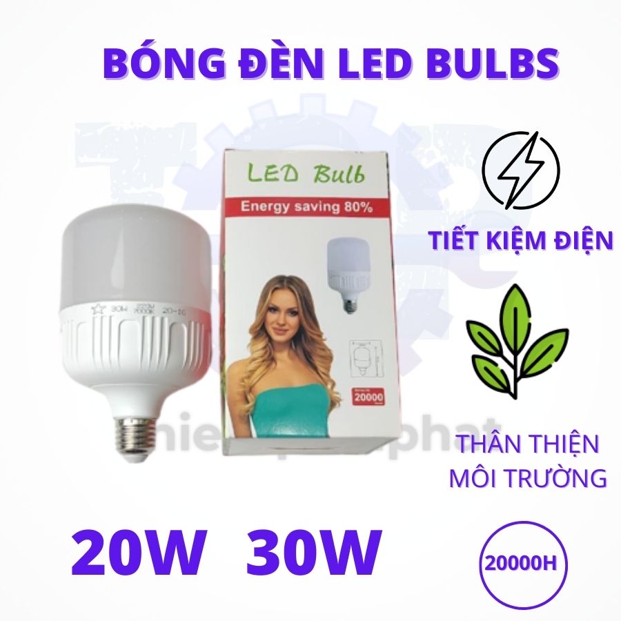 Bóng đèn led trụ 20w 30w đầu E27 thông dụng ánh sáng trắng sử dụng điện 220V