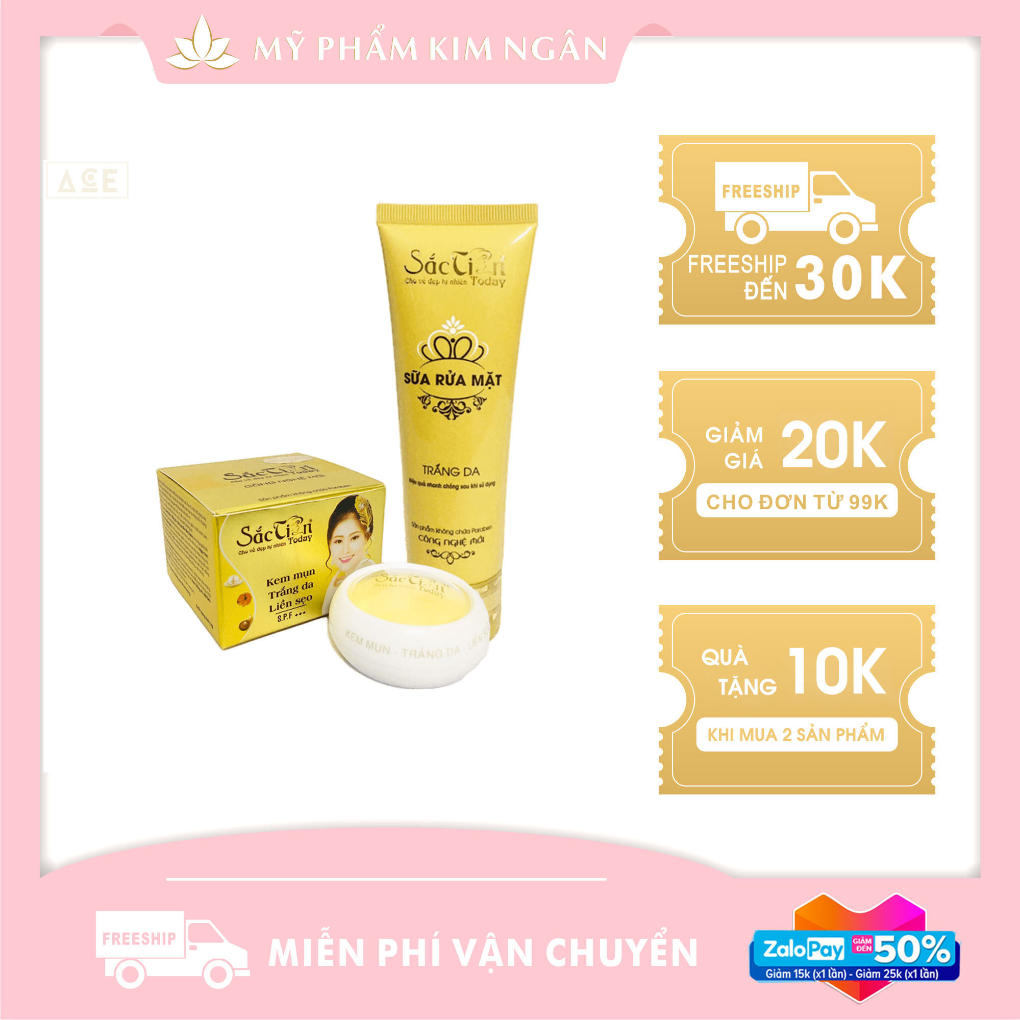 COMBO Kem Mụn Thâm 5g Và Sữa Rửa Mặt Sạch Mụn 100ml (SRM MẪU MỚI Ạ) - Mỹ Phẩm Kim Ngân