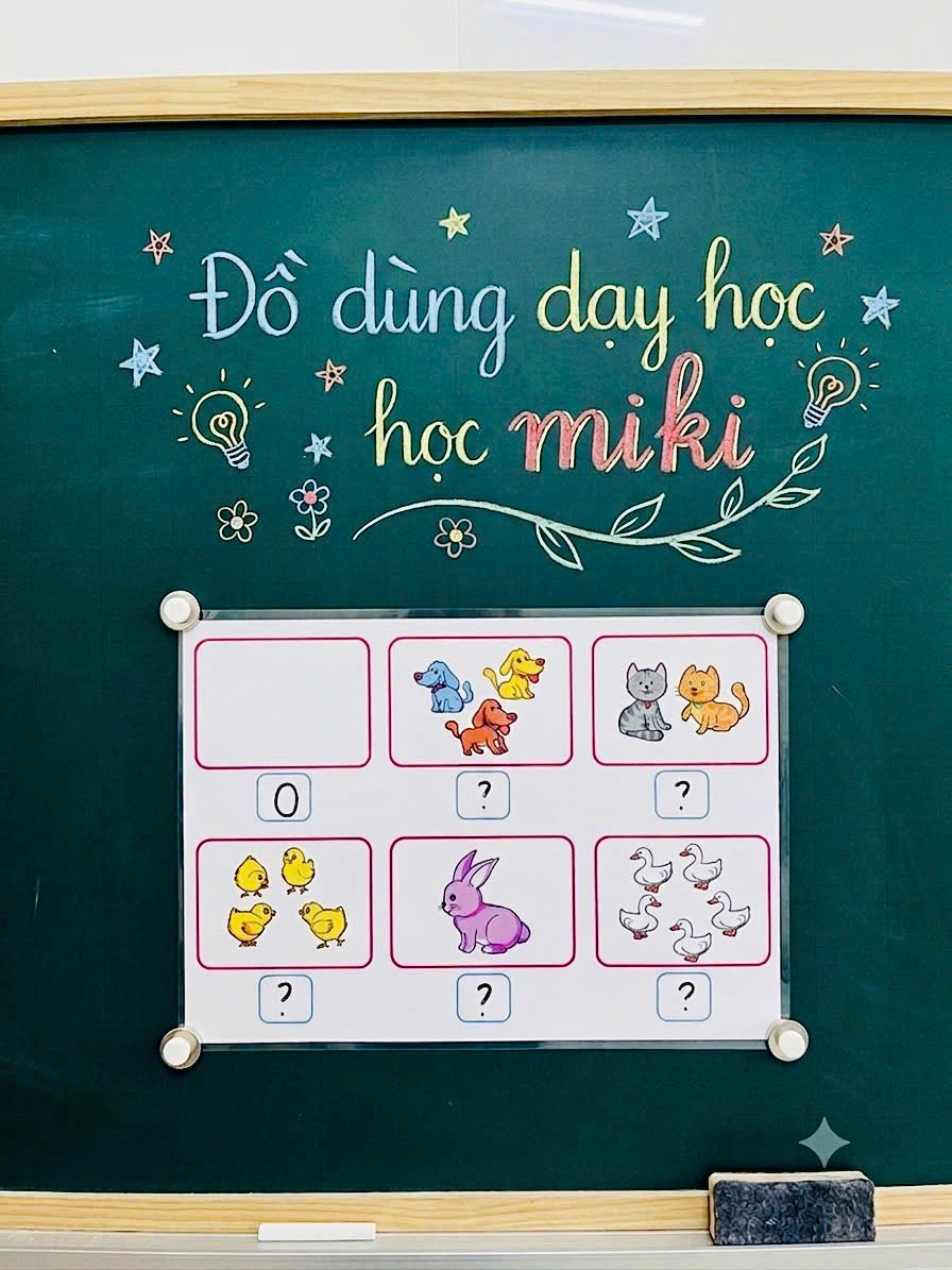 ⭐ Bảng Đếm Số Lượng Con Vật A3 – Điền Số Tương Ứng  Đồ Dùng Dạy Học MIKI
