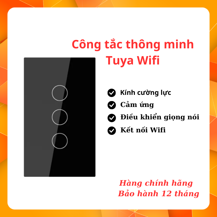 Công tắc thông minh mặt kính cảm ứng Wifi Tuya