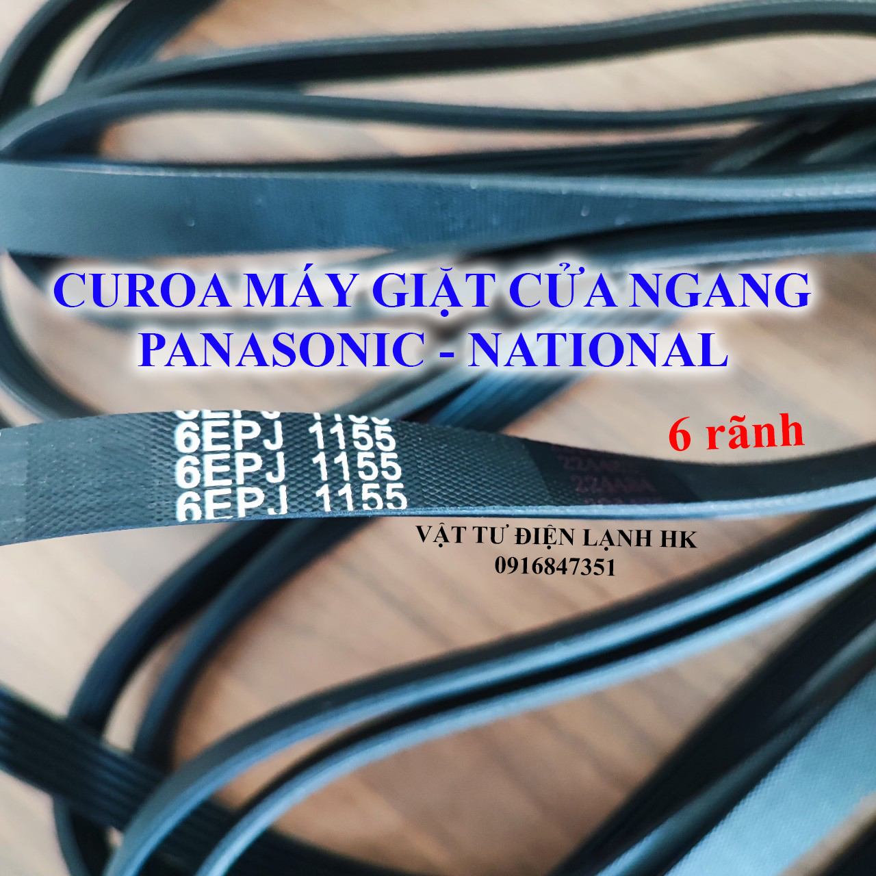Dây curoa máy giặt sấy panasonic national lồng ngang - đai culoa cửa trước 6epj 1155 6epj1155 pana nati 6 rãnh