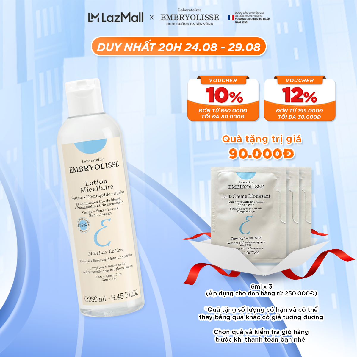 Nước Tẩy Trang Chiết Xuất Từ Cây Phỉ Embryolisse Micellaire Lotion 100ml/250ml