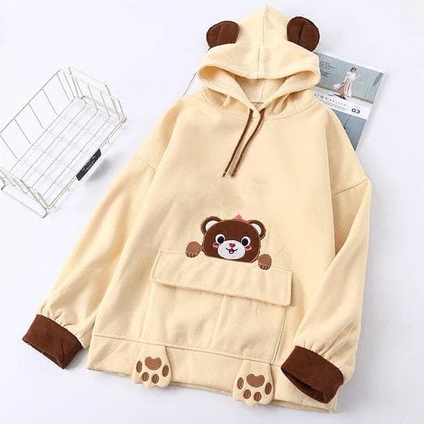 Áo Hoodie Nữ Vải Mềm In Hình Mèo Phối Nón Dễ Thương Phong Cách Tuổi Teen Cá Tính