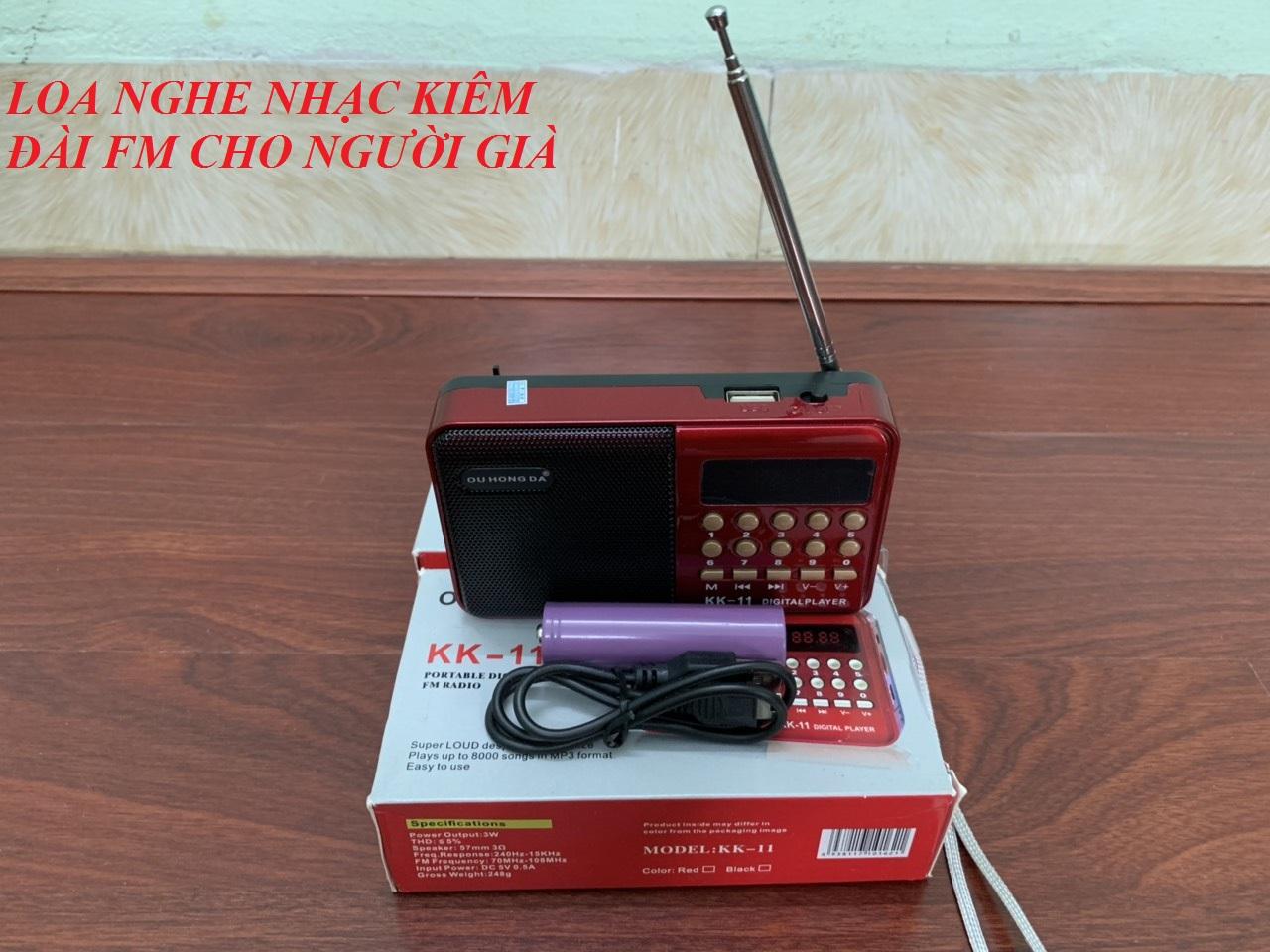 (SIÊU RẺ - SIÊU HÓT)ĐÀI RADIO FM NGHE NHẠC QUA USB VÀ THẺ NHỚ KK - 11 - ADP209 ( Kèm pin sạc)