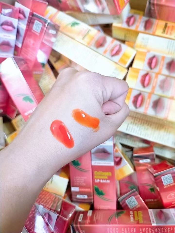 Dưỡng kích màu môi Collagen Lip Balm son dưỡng có màu sau phun xăm thẩm mỹ check mã-Usa 15gram