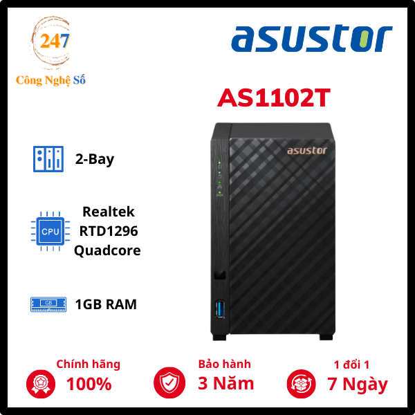 Thiết bị lưu trữ nas asustor drivestor 2 as1102t công nghệ số 247