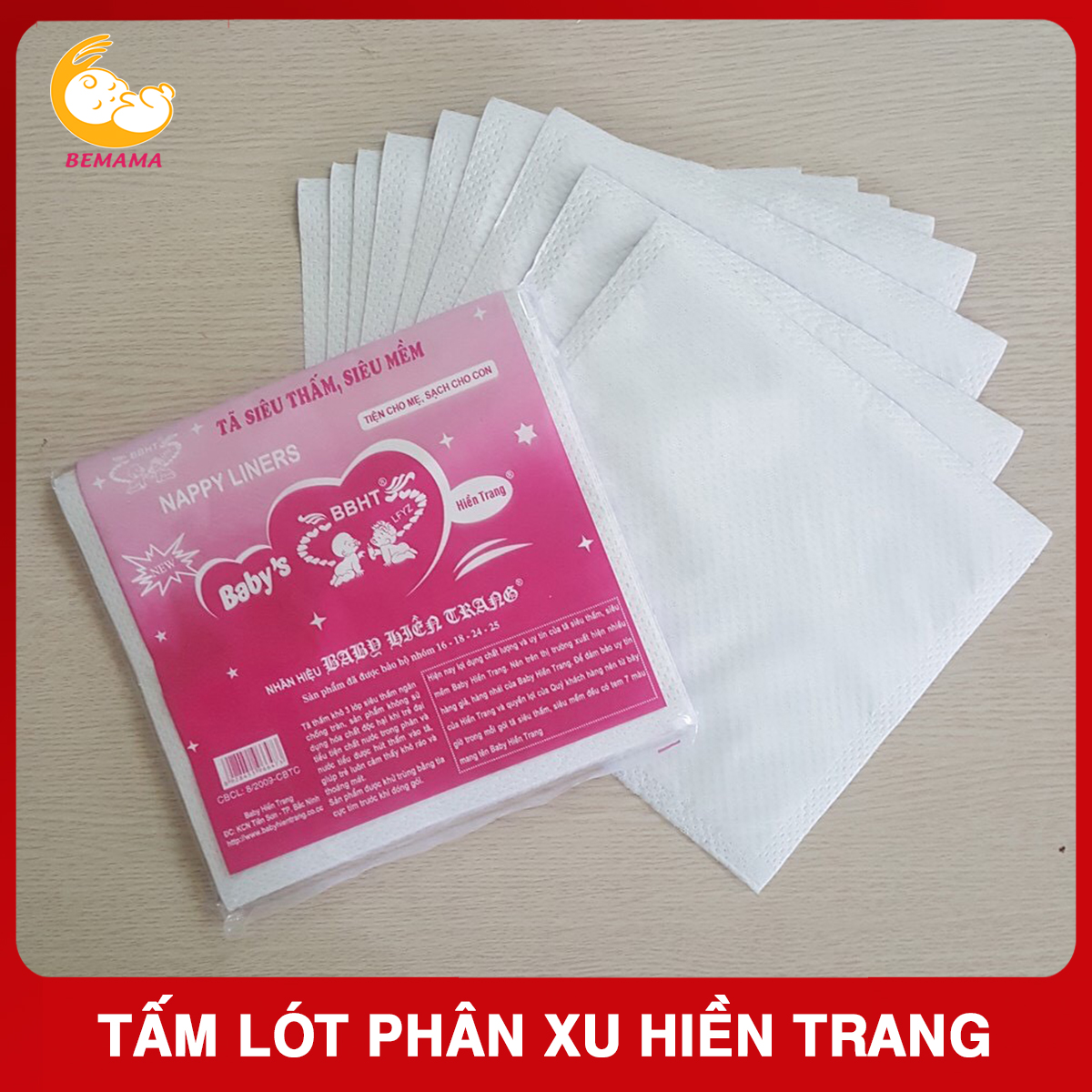 [Combo 5 Bịch] Giấy Lót Phân Su Cho Trẻ Sơ Sinh Siêu Thấm 3 Lớp Hiền Trang - Miếng Lót Chống Thấm Cho Bé - Tã/Tả Giấy Lót Phân Xu Trẻ Sơ Sinh - bemama - 5 Bịch Giấy Lót Sơ Sinh Hiền Trang - BTT00025x5