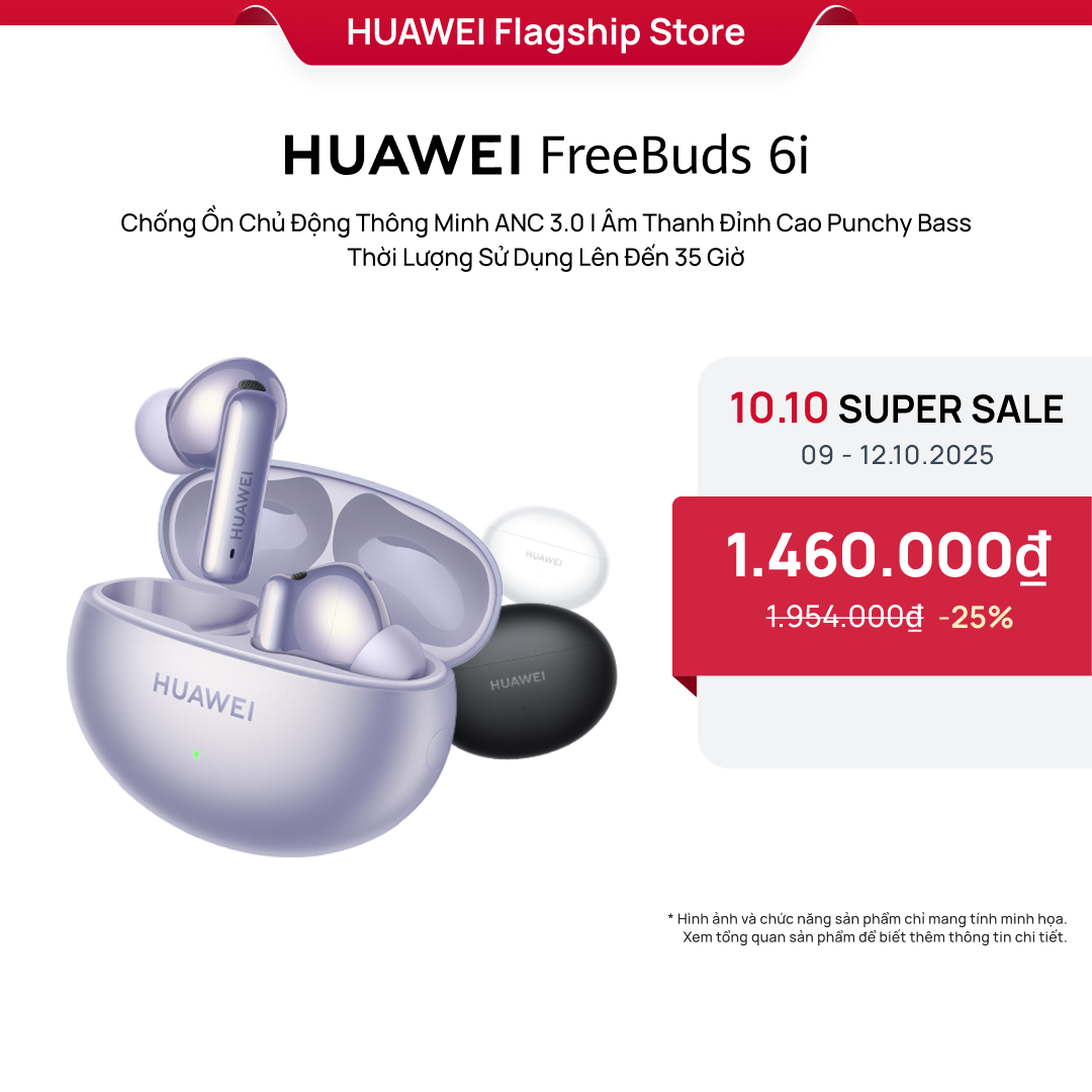 Tai nghe HUAWEI FreeBuds 6i | Chống Ồn Chủ Động Thông Minh ANC 3.0 | Âm Thanh Đỉnh Cao Punchy Bass