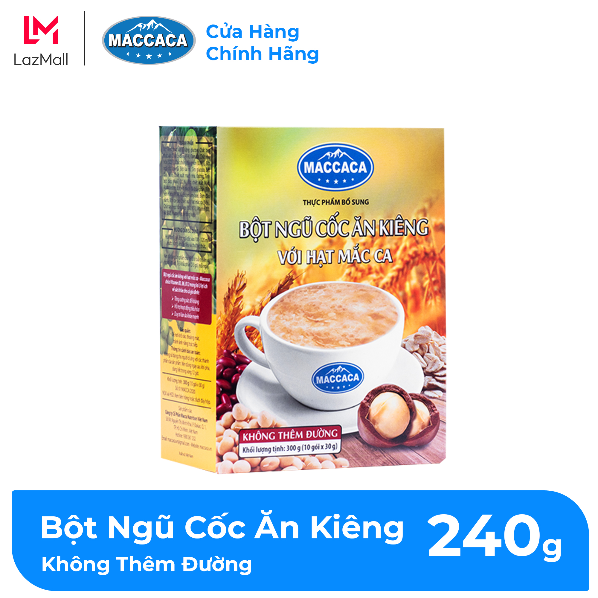 Maccaca - Bột Ngũ Cốc Ăn Kiêng với hạt Mắc Ca – không thêm đường.