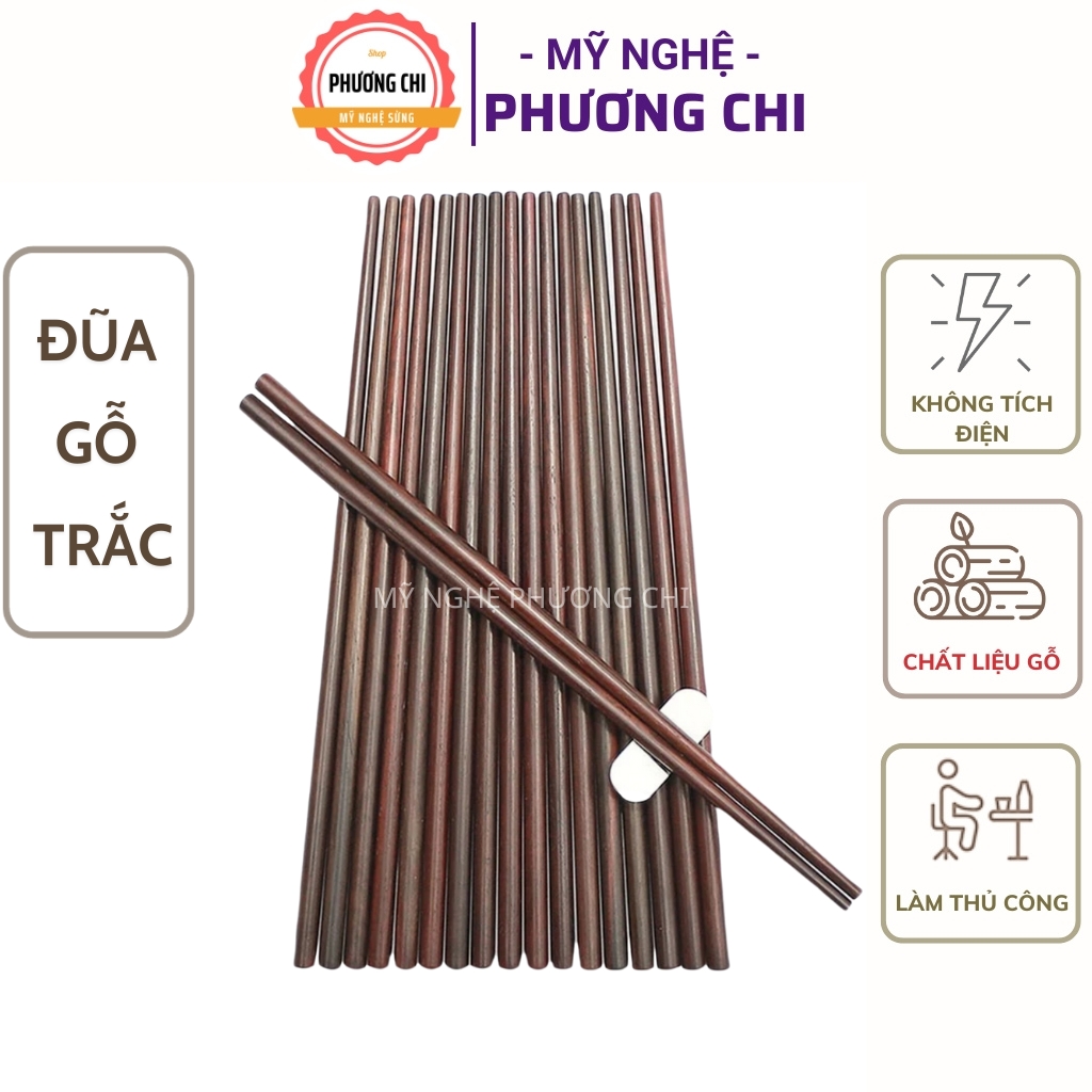 Đũa gỗ trắc tự nhiên siêu bền chống mốc, bộ 10 đôi, đũa gỗ cao cấp không chất bảo quản | mỹ nghệ phương chi