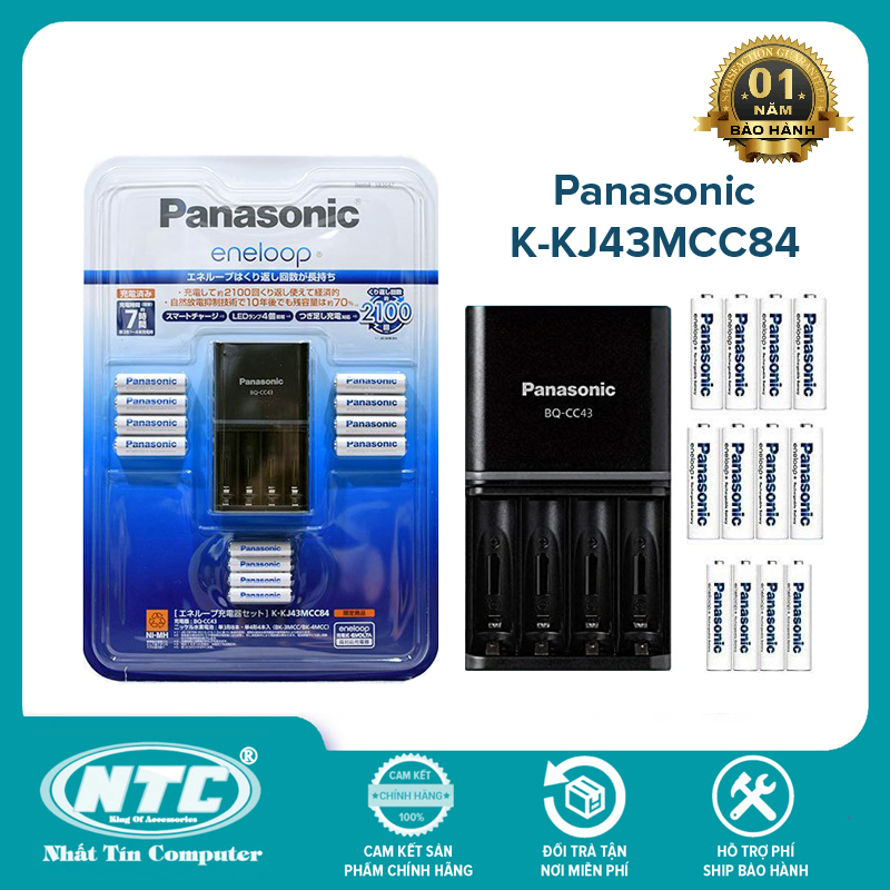 Bộ box sạc kèm 8 pin aa và 4 pin aaa panasonic k-kj43mcc84 - phiên bản nội địa made in japan - nhất tín computer