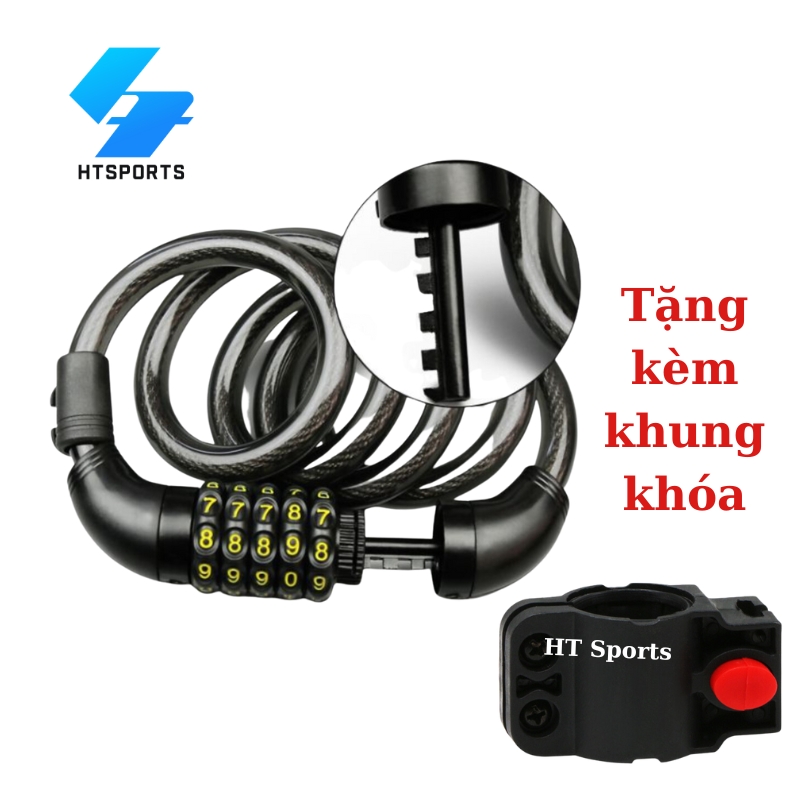 Khoá dây lõi thép 5 mã số cao cấp chắc chắn, an toàn cho xe đạp, xe máy, khoá đa năng