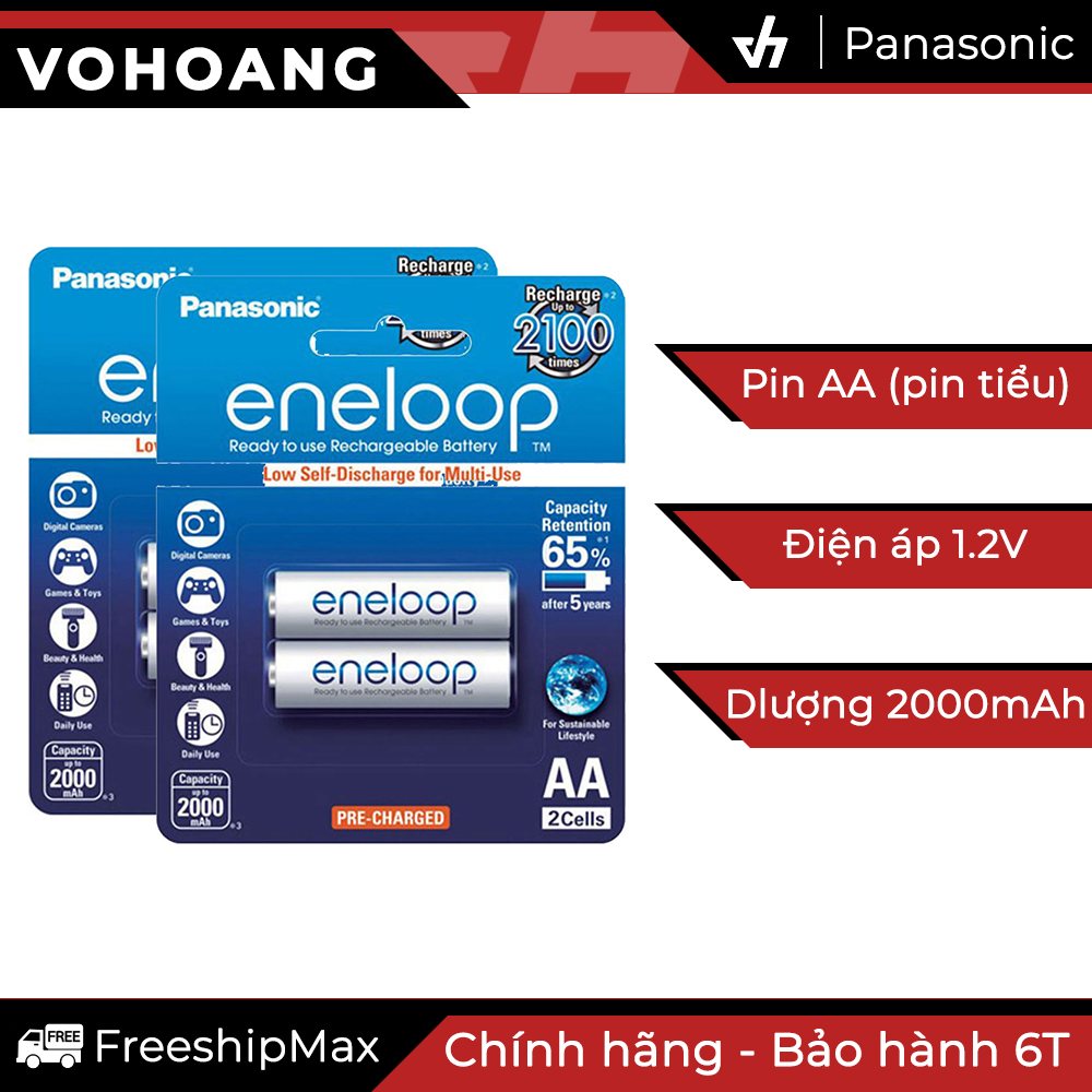 Bộ 4 pin sạc AA Panasonic Eneloop 2000mAh (Trắng)