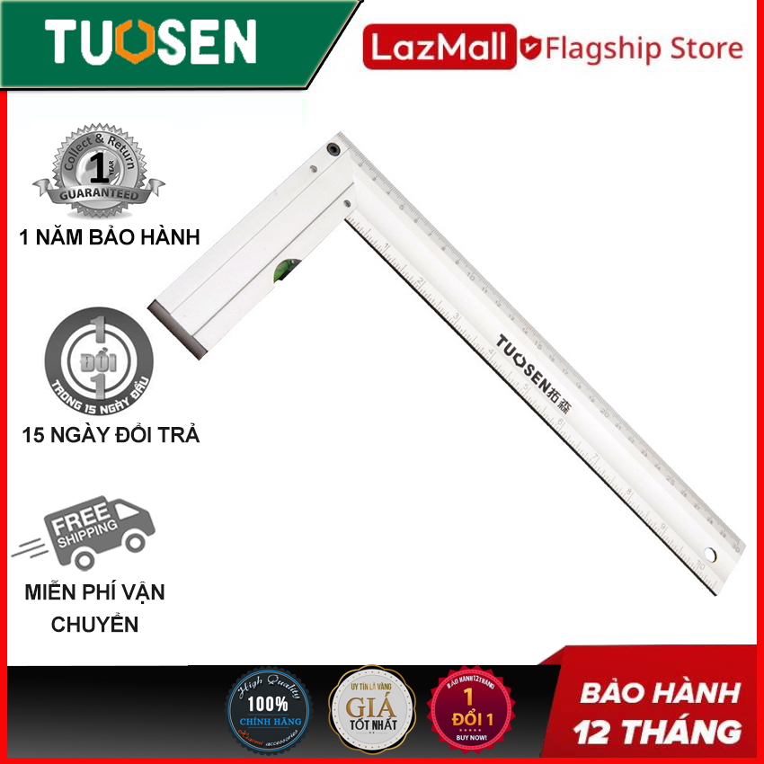 Thước eke góc vuông 300mm/500mm TUOSEN, thước đo góc 90 độ TUOSEN bằng chất liệu hợp kim nhôm