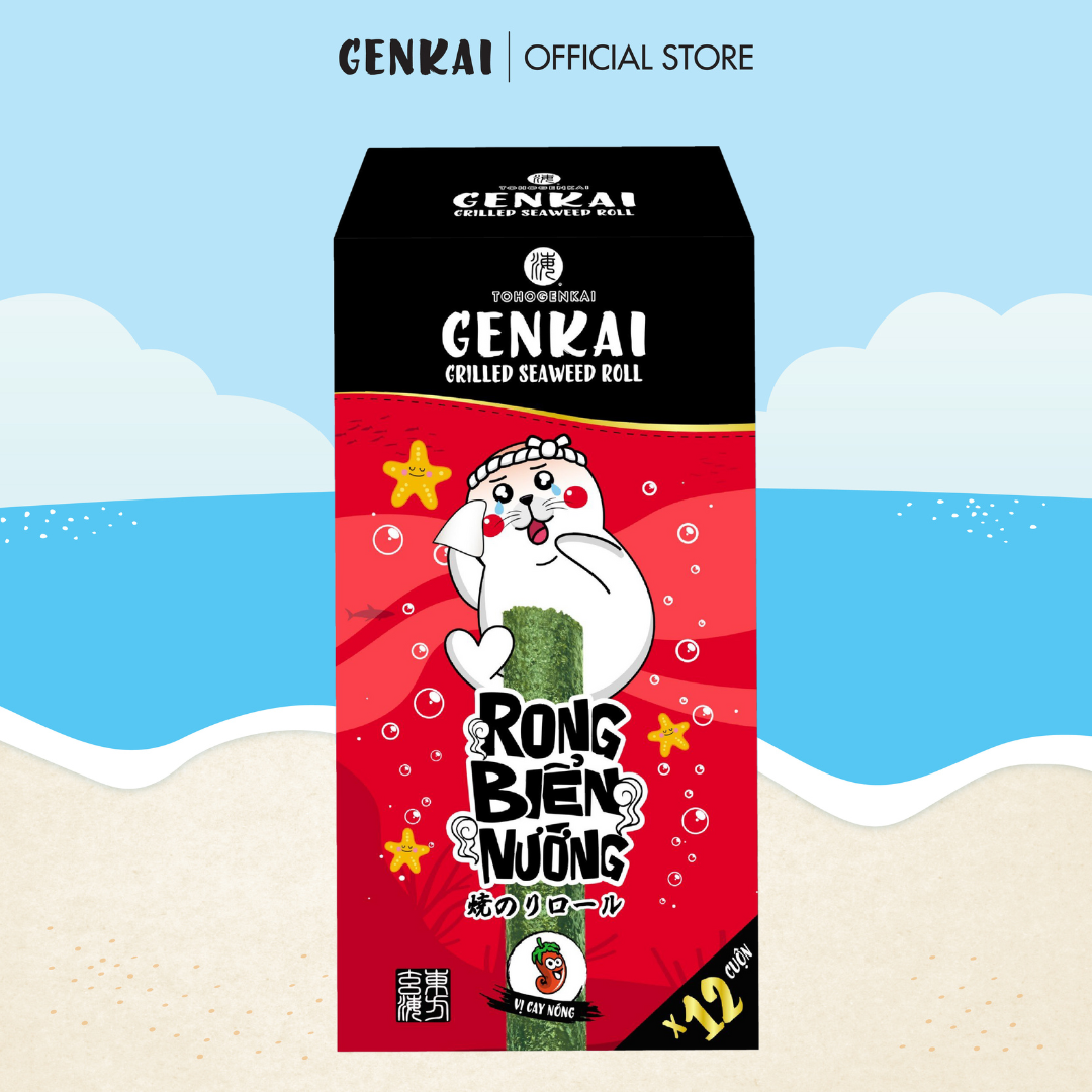 Snack Tảo Biển Nướng Cuộn GENKAI Vị Cay nóng Hộp 43.2g
(3.6g x 12 cuộn)