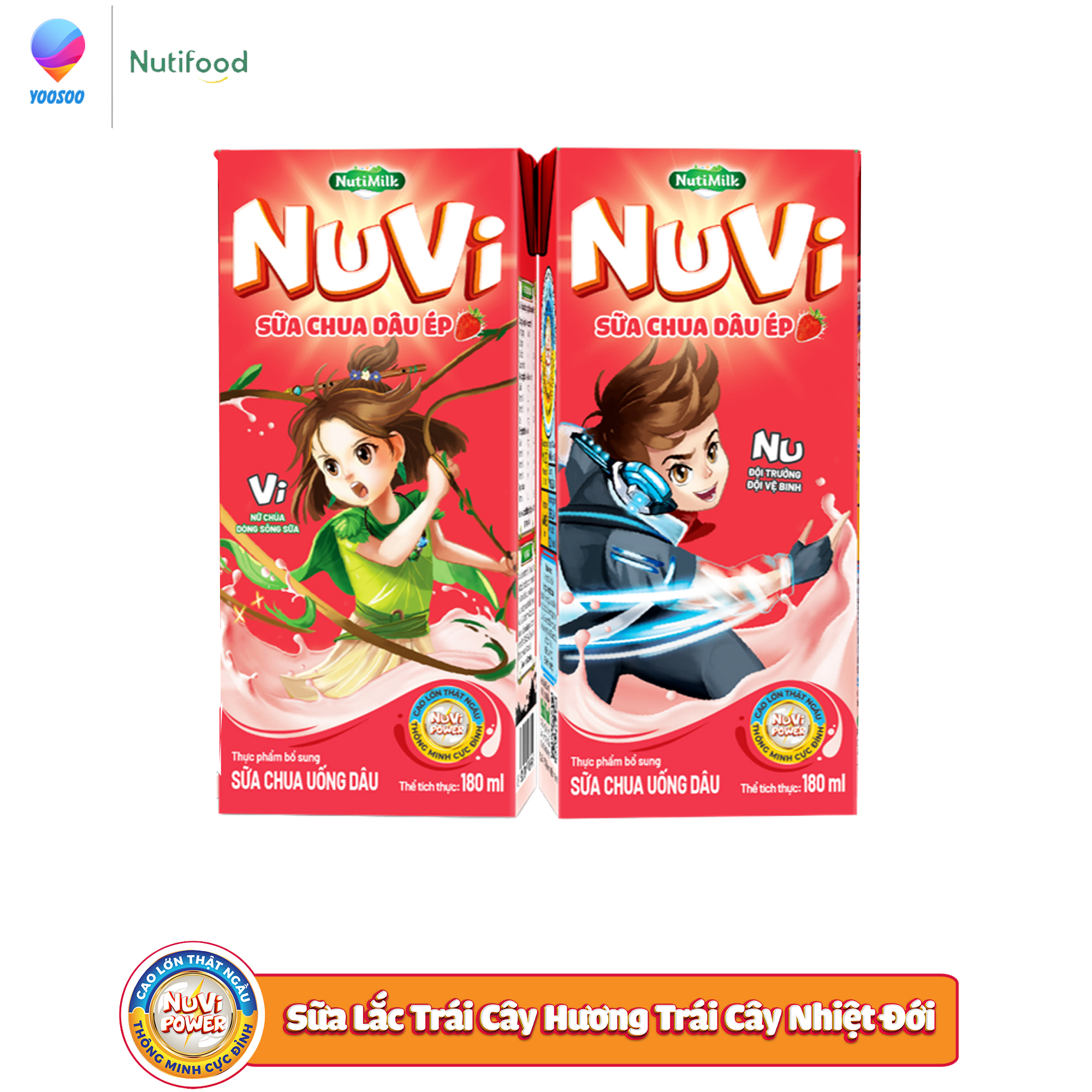 (Có Thẻ Đổi Quà) Thùng 48 hộp NuVi Thức uống Sữa Lúa Mạch Lắc Cacao/ Sữa Chua Dâu/ Sữa Tươi Trái Cây Cam/ Nho Hộp 110mL/ 180mL - NUTIFOOD - NUTIFOOD SOYMILK