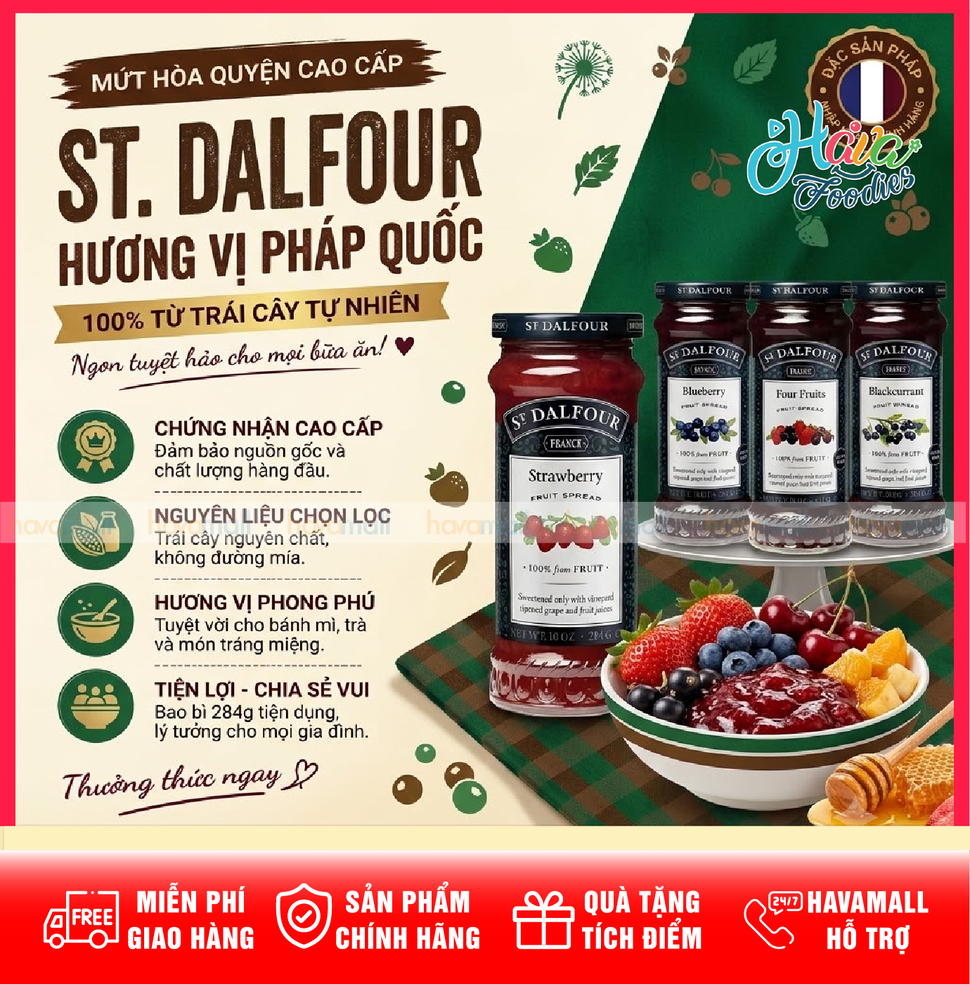 Mứt Trái Cây Thượng Hạng St. Dalfour 284g – St. Dalfour Fruit Spread 284g