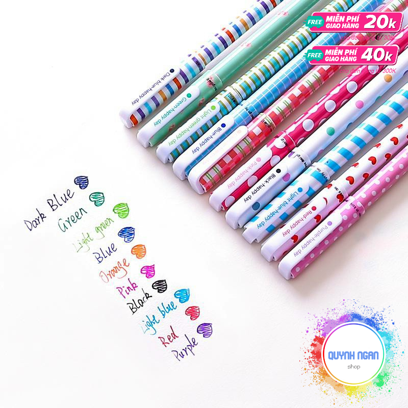Set 10 bút nước 10 màu mực nhiều họa tiết kèm hộp đựng tiện dụng