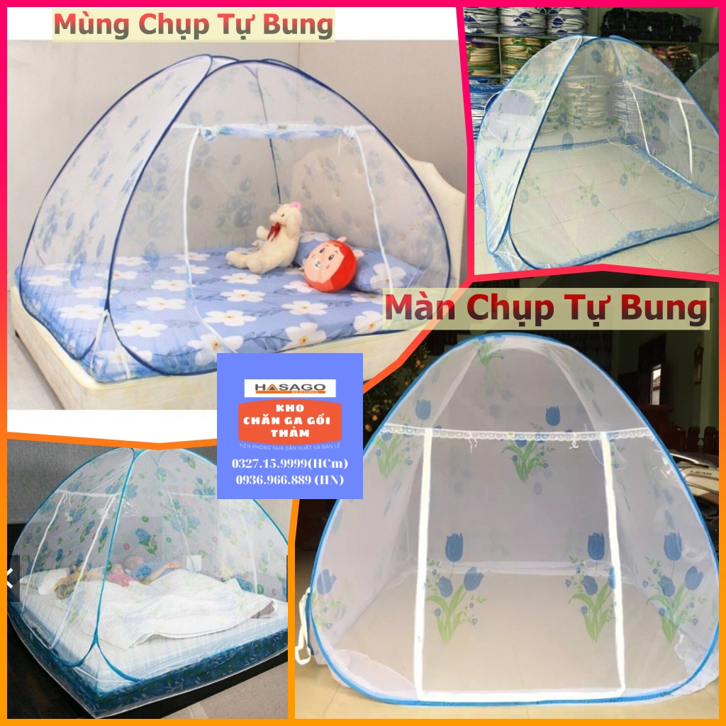 Màn chụp tự bung gấp gọn Mùng chụp tự bung đủ kích thước 1m2 1m6 1m5 1m8 2m2