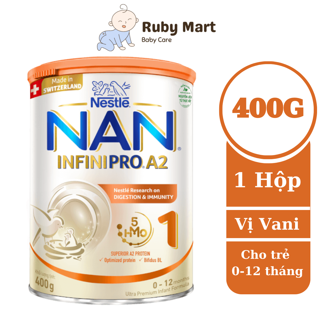 Date T5 25 Sữa Bột Nestlé NAN INFINIPRO A2 bước 1 400g nhập khẩu nguyên