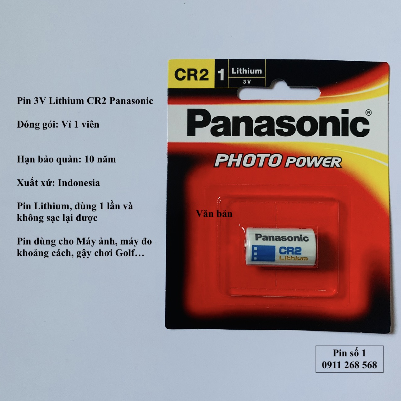 Vỉ 1 viên Pin CR2 Panasonic Lithium 3V dùng cho máy đo khoảng cách