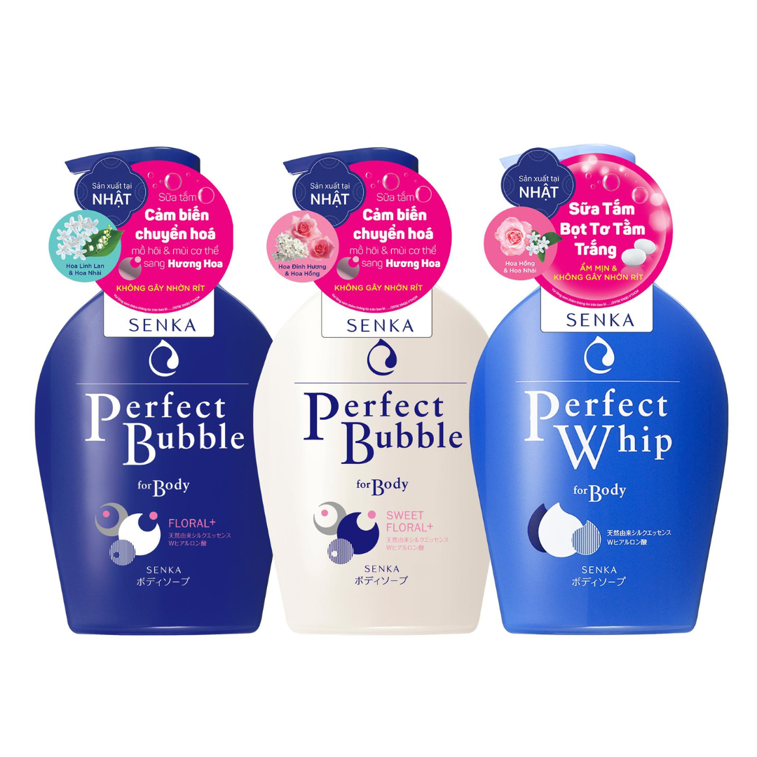 Sữa tắm dưỡng ẩm hương hoa Senka Perfect Bubble for Body Sweet Floral + 500ml