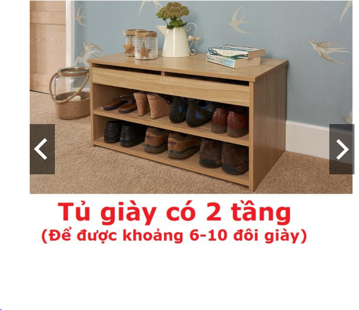 Tủ giày gỗ 2  tầng thông minh có mặt bàn cánh lật có ngăn kéo tiện tích