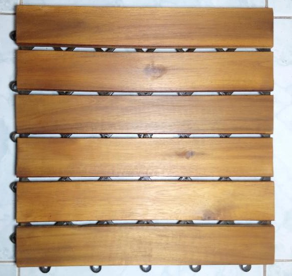 Combo 10 tấm thảm gỗ ban công,sân vườn hồ boi , IKLV, Đẹp êm chân, loại 6 nan , màu nâu vàng