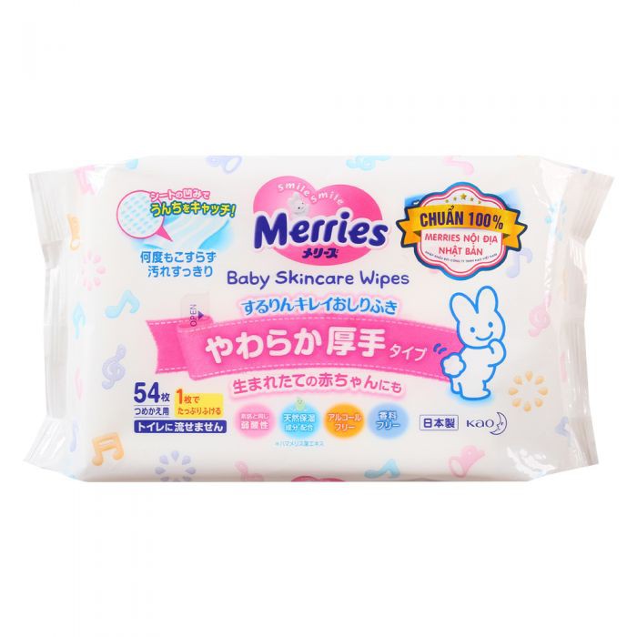 Khăn ướt merries không mùi 54 tờ nhật