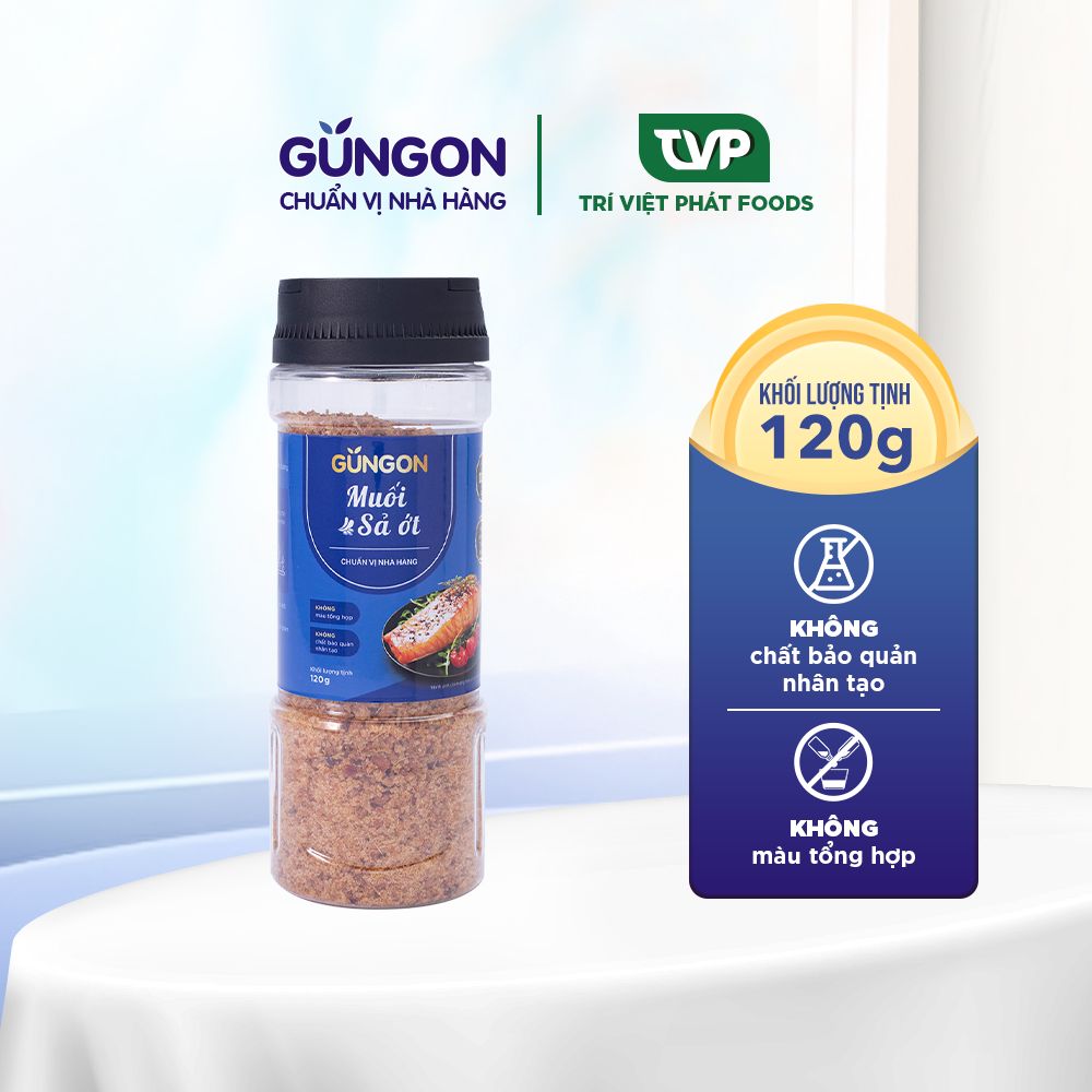 Muối sả ớt gungon gia vị muối chấm, tẩm ướp thịt, cá, hải sản 120g