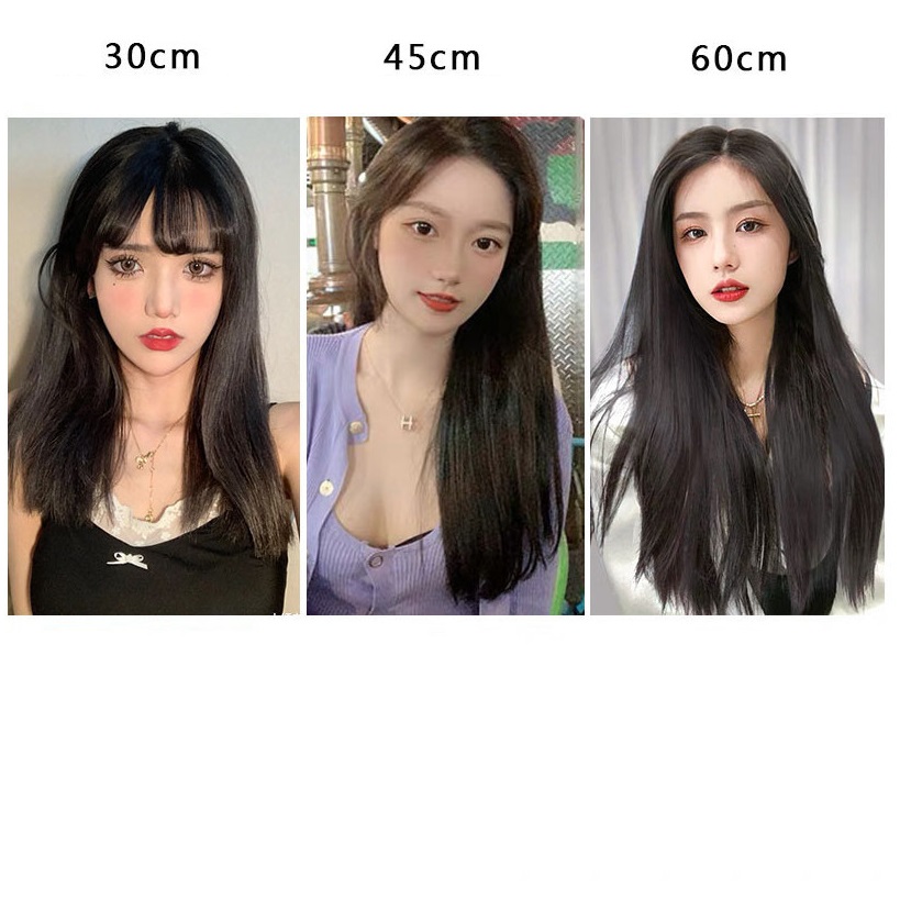 Tóc giả phím 1 kẹp bằng tóc thật ngang 3cm 60cm tkn-017 | winawigs