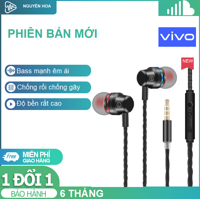 Tai Nghe Vivo y12s y11 y20 y91c u10 v20 y19  Có Mic Vỏ Nhôm Nguyên khối Phiên Bản Mới 2021