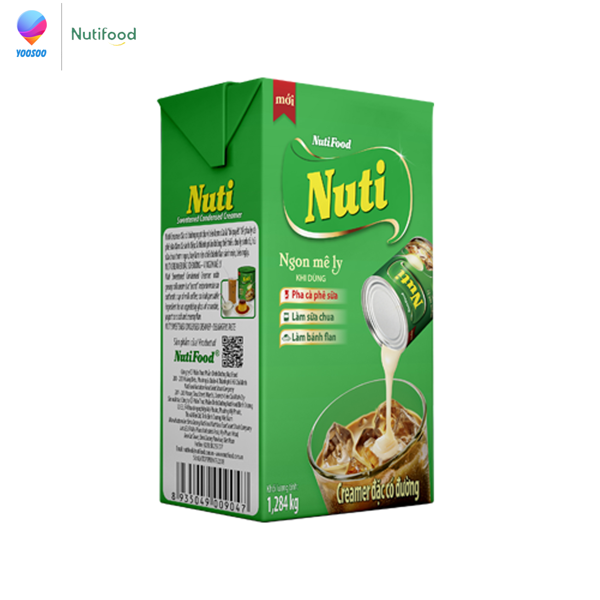 (NGON MÊ LY - BAO BÌ MỚI) Hộp Creamer/ Sữa Đặc Có Đường Nuti (Xanh lá - Trắng Đỏ) Hộp 1.284 kg - Thương Hiệu NUTIFOOD - TTGT89