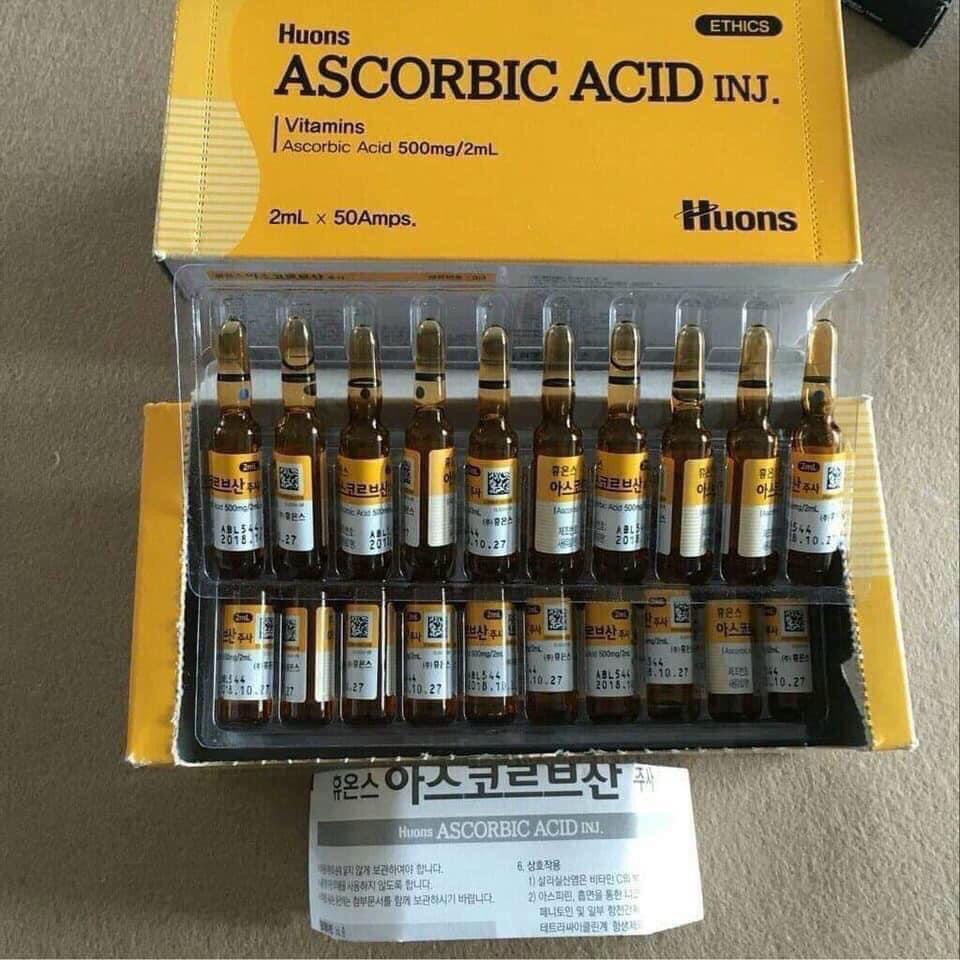 Tinh chất Vitamin C - Huons Ascorbic Acid dạng ống (Dùng mix với tảo xoắn/ hồng sâm)(Hộp 50 ống) - SPA88