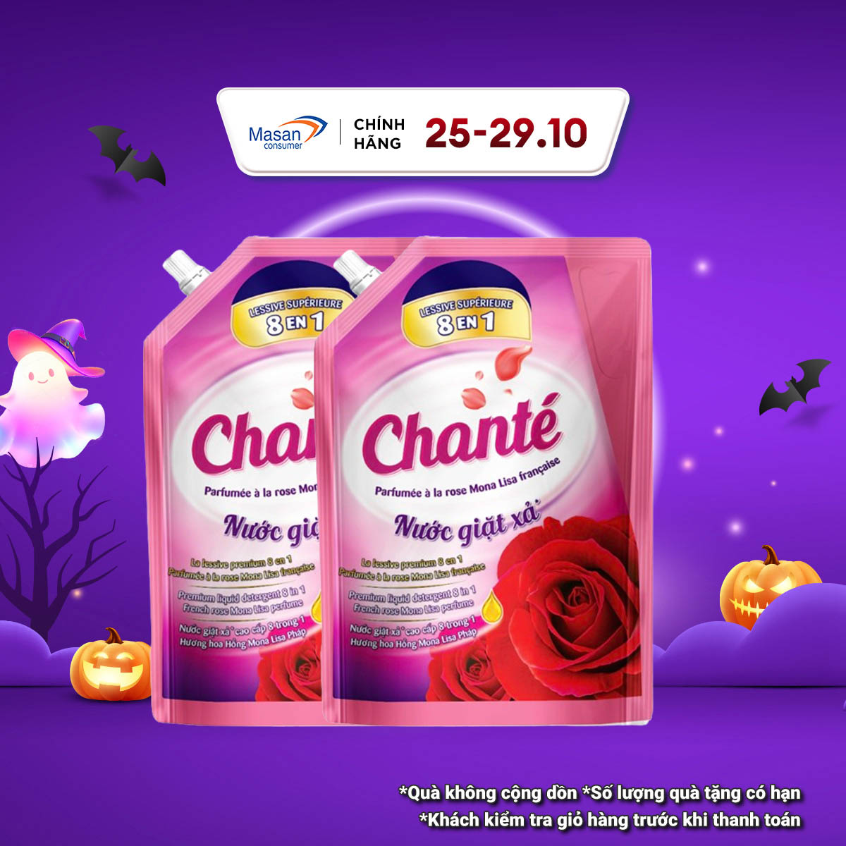Combo 2 Nước Giặt Xả Chanté Cao Cấp 8 Trong 1 Túi X 3.4Kg/3.05KG