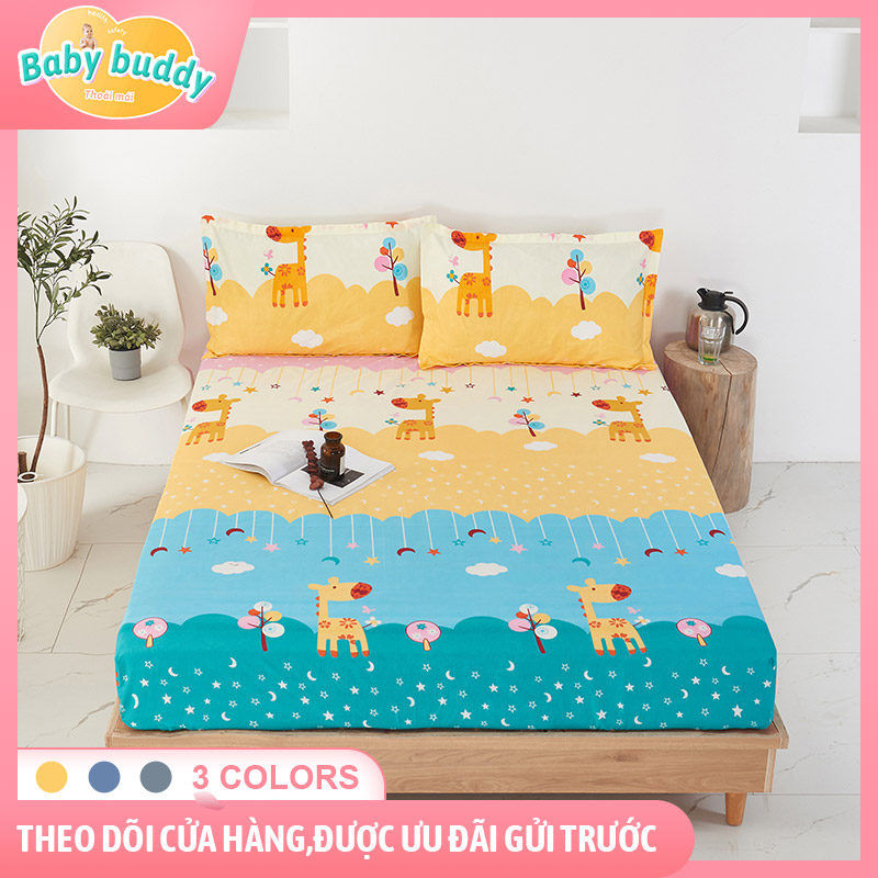 [SHIP HỎA TỐC] Bộ chăn ga vỏ gối cho trẻ em, bộ chăn ra gối hoạt hình siêu thấm hút và thoáng khí, ra trải giường 1.2m 1.8m cotton poly mềm mại, ra nệm trải giường cho em bé, tặng kèm 2 vỏ bao áo gối