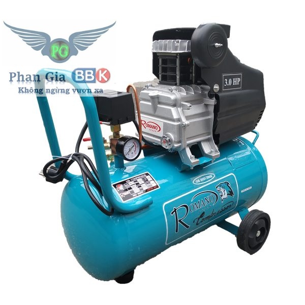 Máy nén khí có dầu 30L - 3.0 HP, máy nén khí 100% dây đồng, máy nén khí 30L Romano