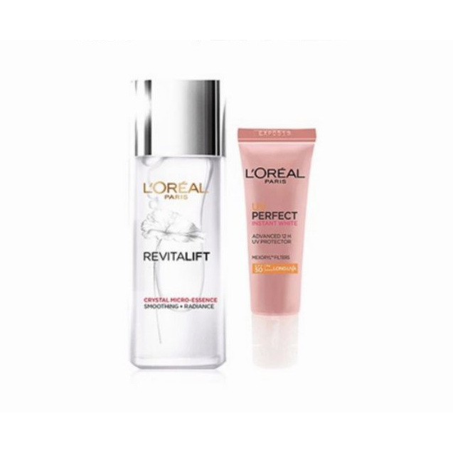 Bộ dưỡng chất căng mướt da LOréal 22ml và kem chống nắng loreal 15ml