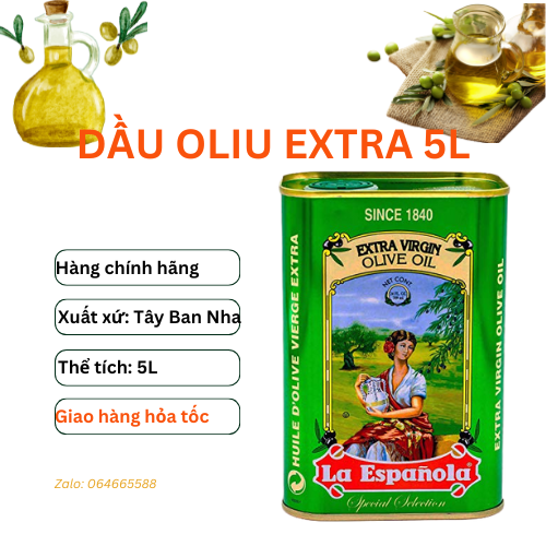 DẦU OLIU EXTRA VIRGIN CAN 5L (NHẬP KHẨU TÂY BAN NHA)