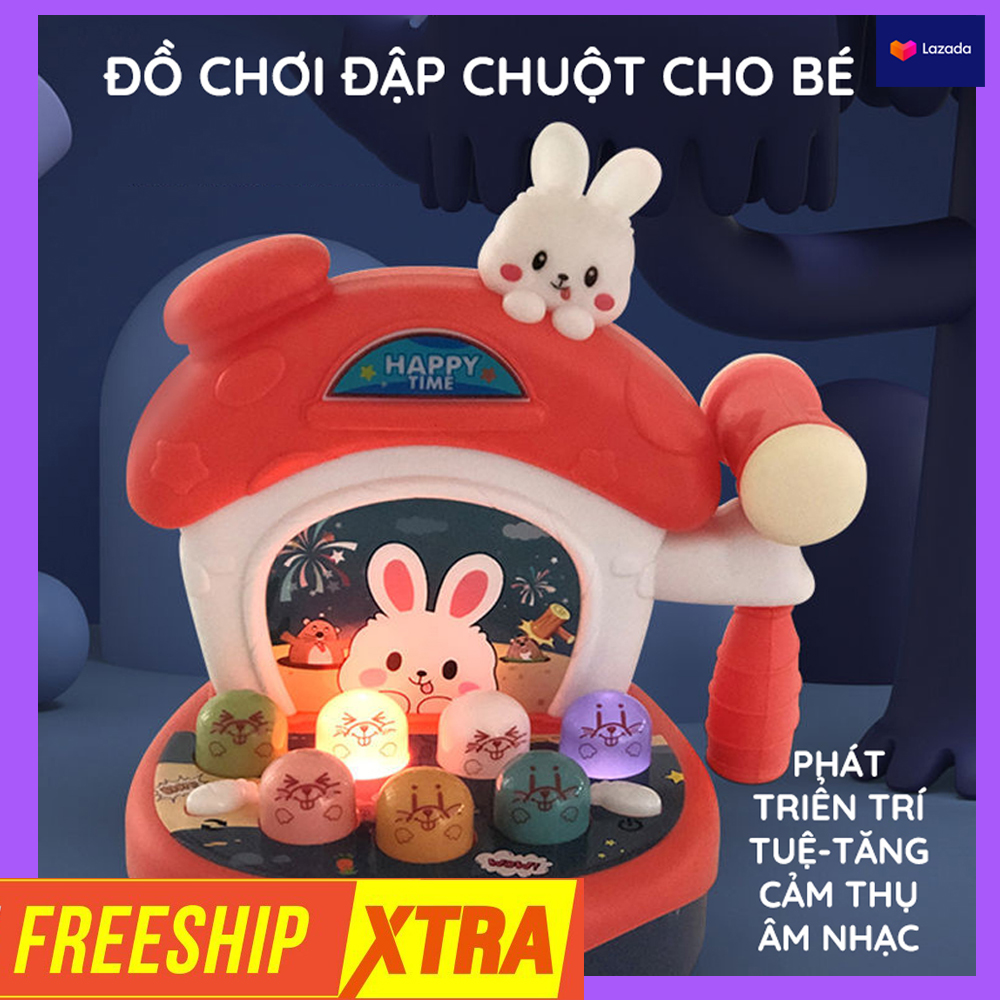 Bộ đập chuột cho bé, có chế độ chơi nhạc piano cho bé phát triển trí não, quà tặng 1-6, máy chạy bằng 3 pin, chuột phát sáng để bé chơi