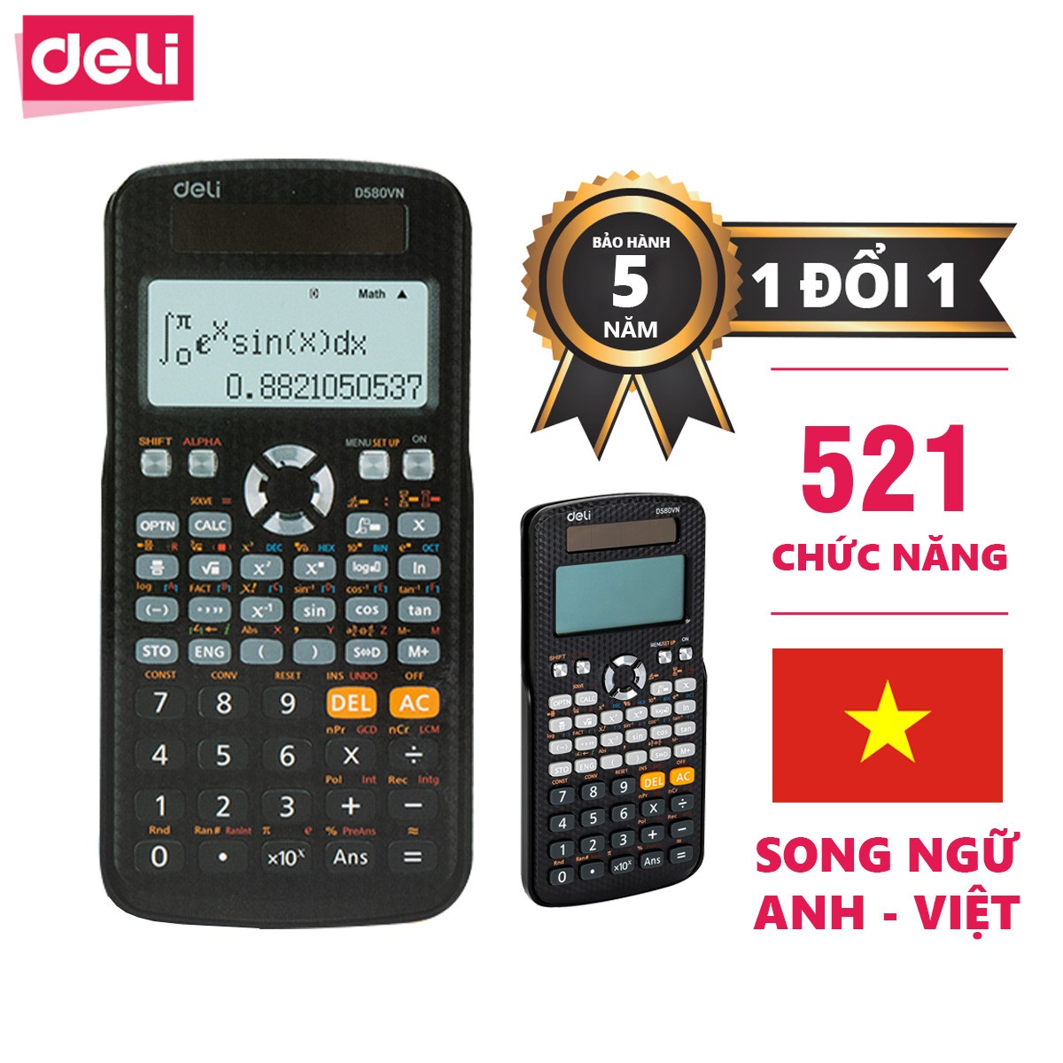 [BẢO HÀNH 5 NĂM] Máy Tính Deli D580VN / Máy tính khoa học 521 Tính Năng, ĐƯỢC PHÉP MANG VÀO PHÒNG TH