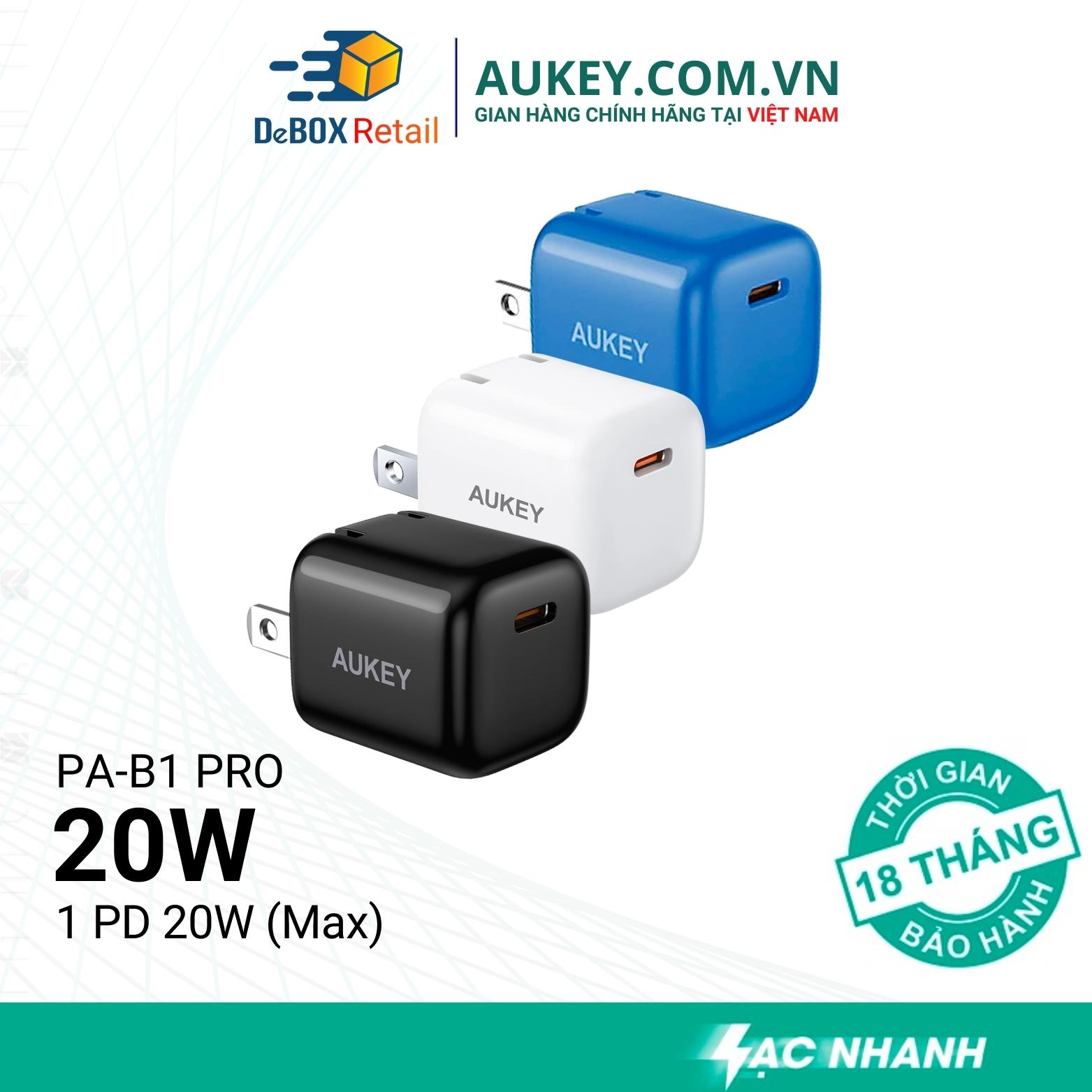 Cốc Sạc Nhanh Aukey PA-B1 Pro/ B1 Mini Chip OMNIA, công nghệ GaN Power mới nhất 2 Trong 1 PD 20W + QC 18W, Aukey Safe-Guard, 4 lớp bảo vệ an toàn - Chính Hãng Bảo Hành 18 Tháng