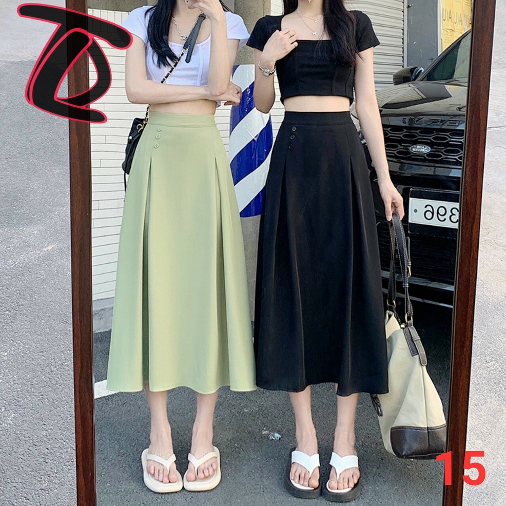 Chân váy ulzzang xếp ly dáng dài - dư tú lệ