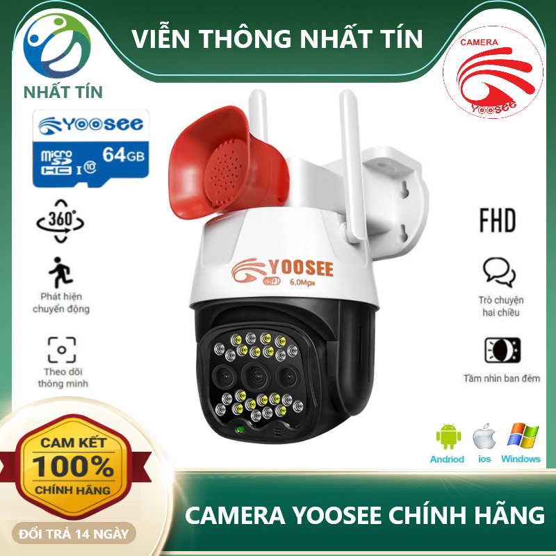 Camera wifi ip yoosee full hd 6.0mpx siêu nét xoay 360 chuyên dụng ngoài trời báo động thông minh bh toàn quốc