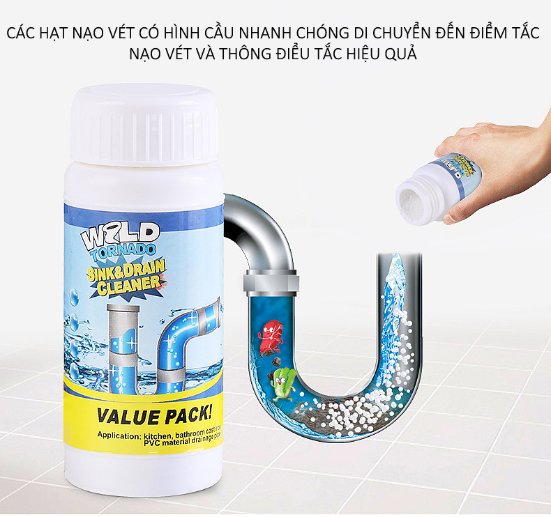 Bột thông cống tự tiêu 110g - bột thông chống tắc, chống mùi hôi