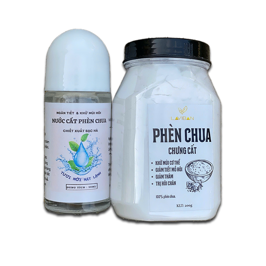  Combo Lăn Nước Cất Phèn Chua Mix Tinh Thể Bạc Hà 50ml Và Bột Phèn Chua Chưng Cất 200g - Hỗ trợ khử mùi hôi nách làm trắng da vùng nách,... 