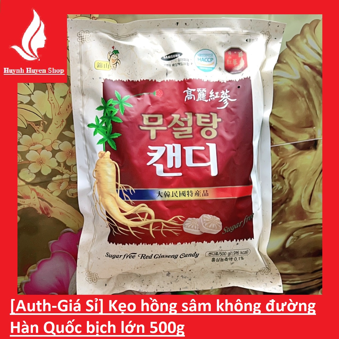 [Auth-Giá sỉ] Kẹo Hồng Sâm Không Đường 6 năm tuổi bịch lớn 500g date mới